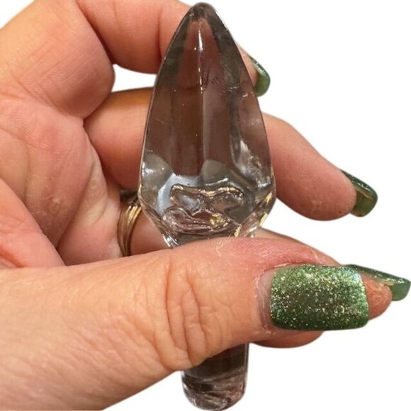 Vintage Hand-Blown Etched Clear Glass Cruet With Stopper - Picture 8 of 11